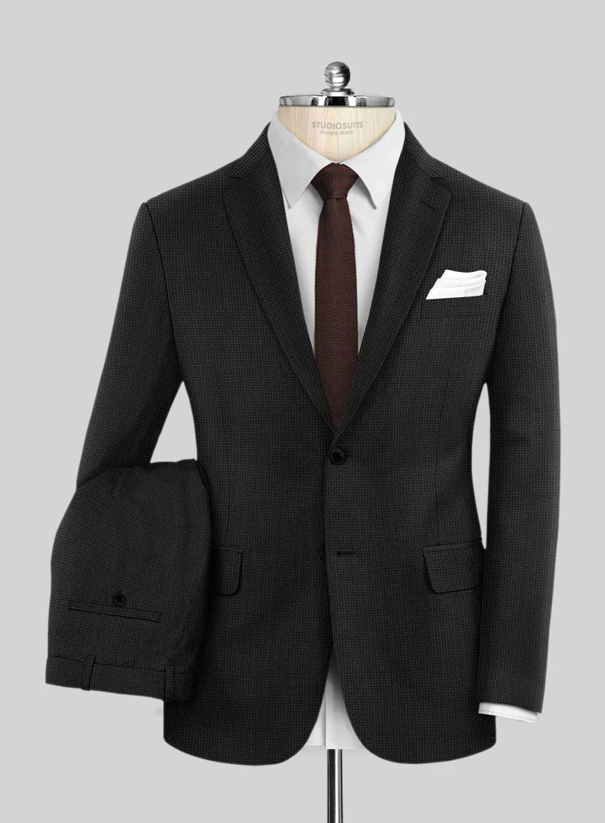 Napolean Basket Weave Black Wool Suit - Image 2