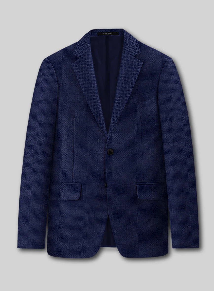 Napolean Basket Weave Blue Wool Jacket