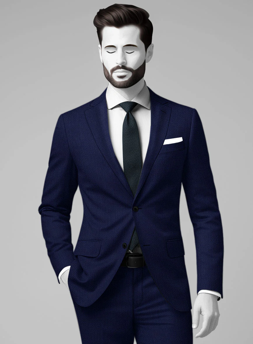 Napolean Basket Weave Blue Wool Jacket - Image 2
