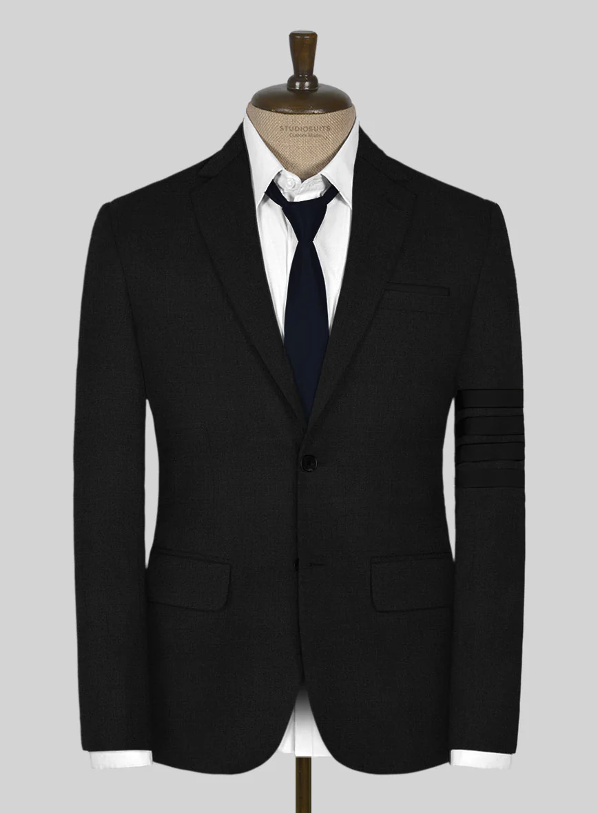 Napolean Black Wool Black Bar Jacket