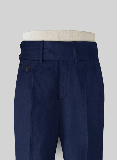 Napolean Bottle Blue Double Gurkha Wool Trousers - Image 4