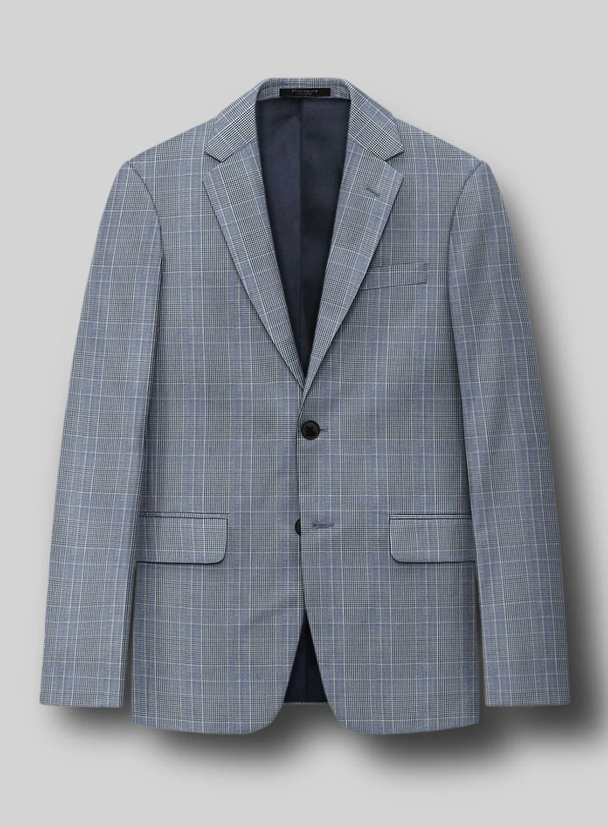 Napolean Canzo Glen Light Blue Wool Jacket