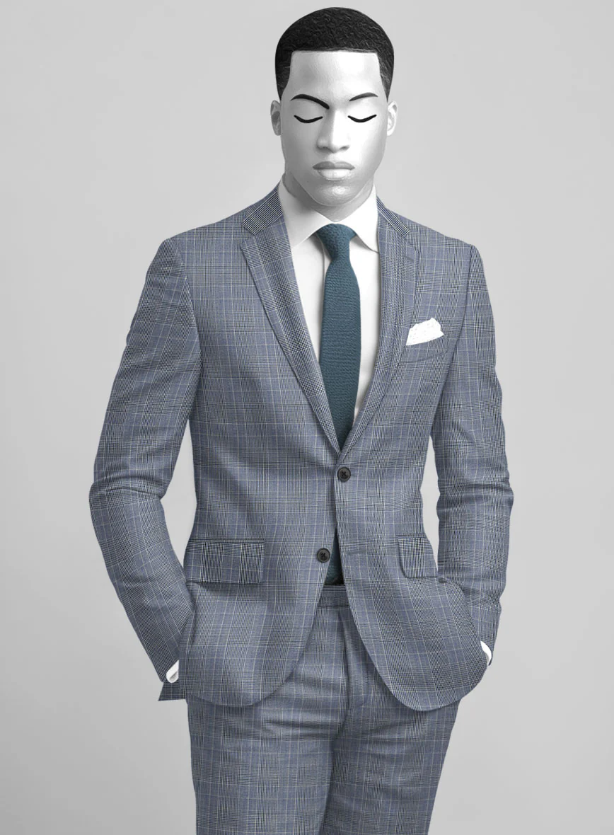 Napolean Canzo Glen Light Blue Wool Jacket - Image 2