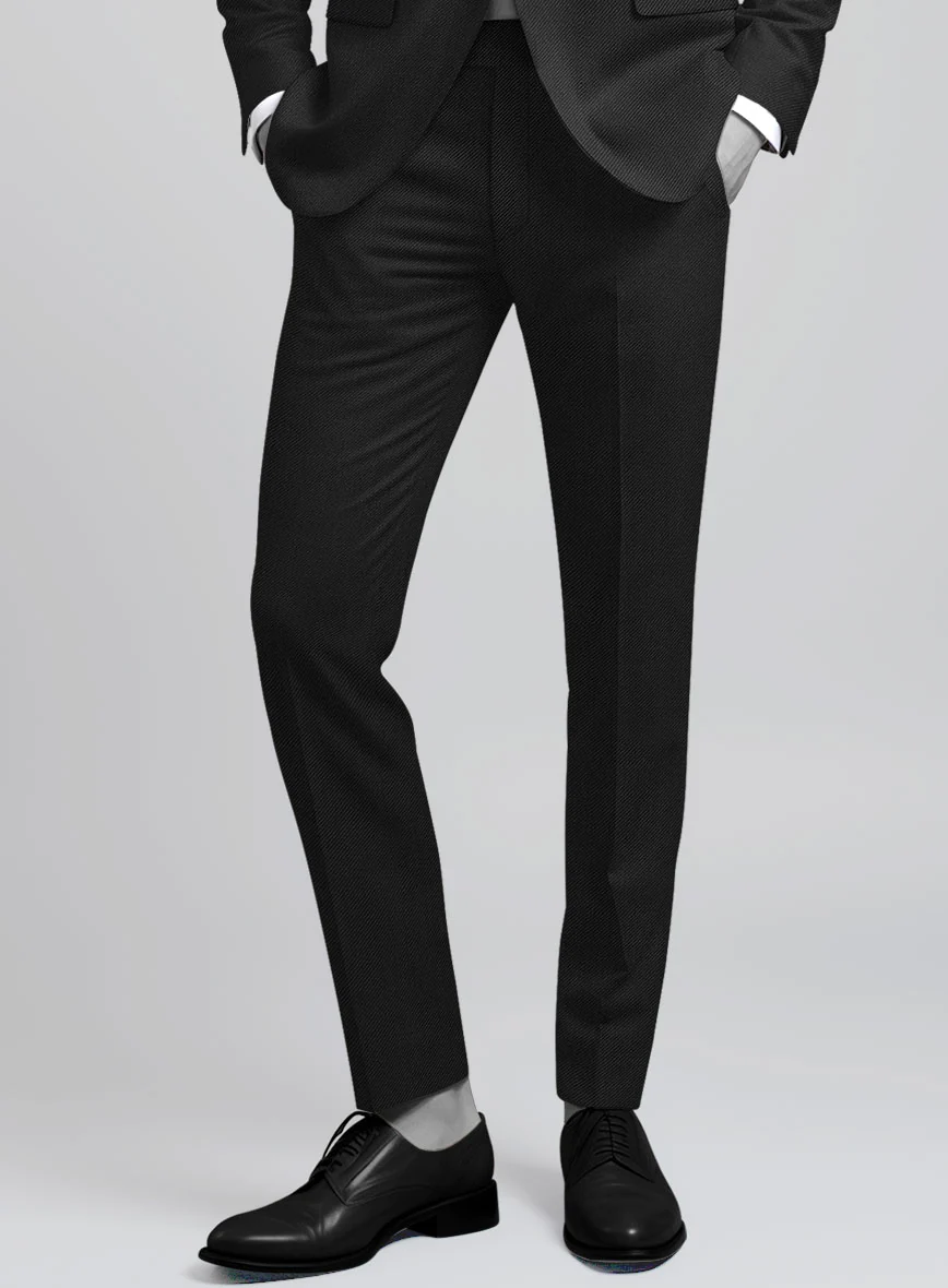 Napolean Cavalry Twill Black Wool Tuxedo Suit - Image 6