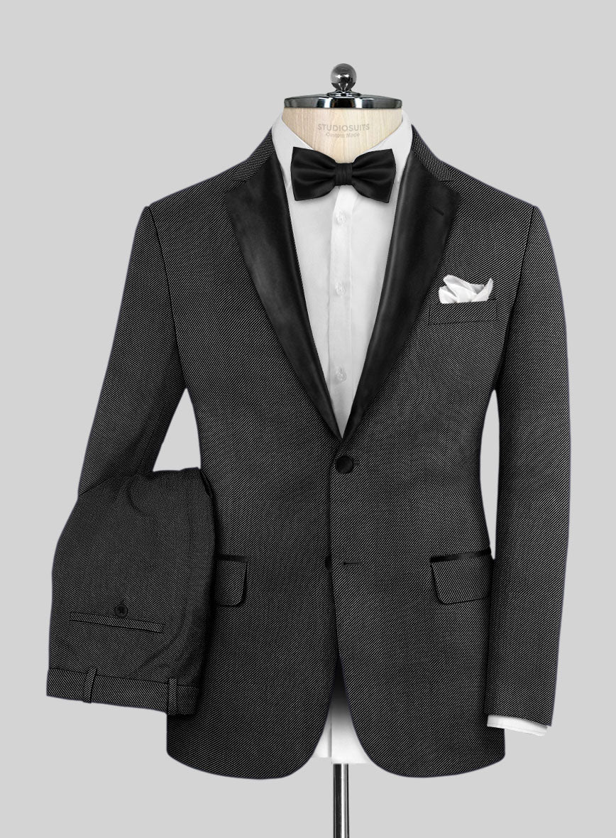 Napolean Cavalry Twill Charcoal Wool Tuxedo Suit