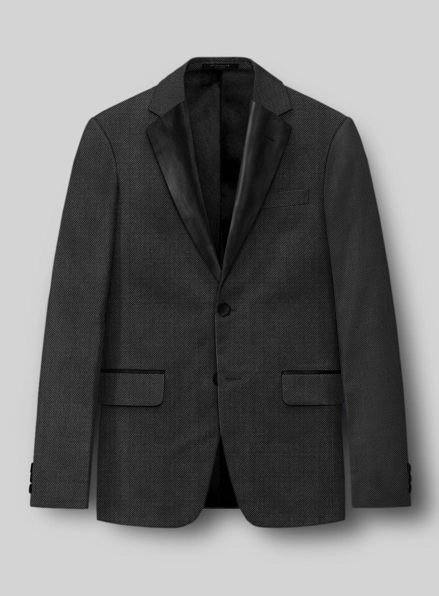 Napolean Cavalry Twill Charcoal Wool Tuxedo Suit - Image 3