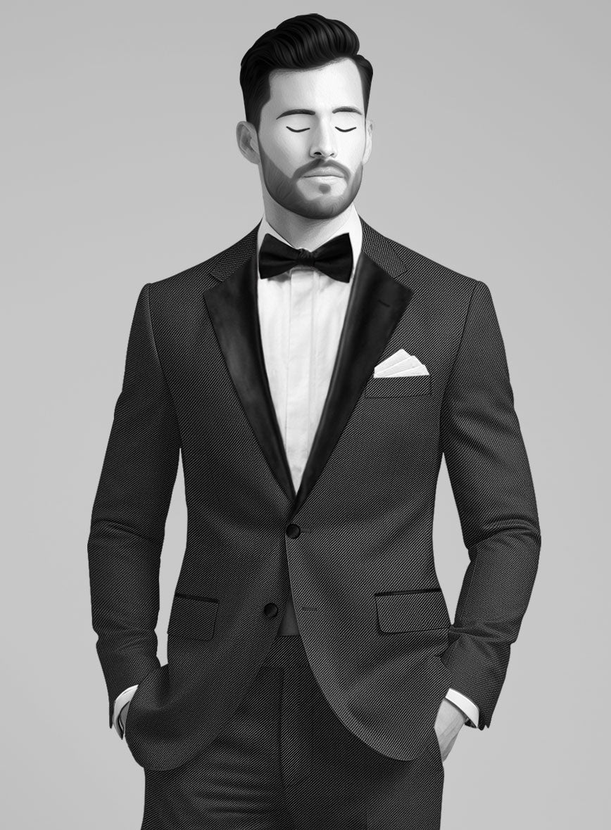 Napolean Cavalry Twill Charcoal Wool Tuxedo Suit - Image 4