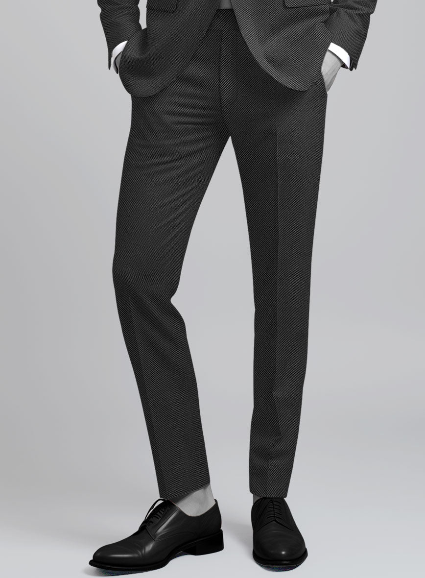 Napolean Cavalry Twill Charcoal Wool Tuxedo Suit - Image 6