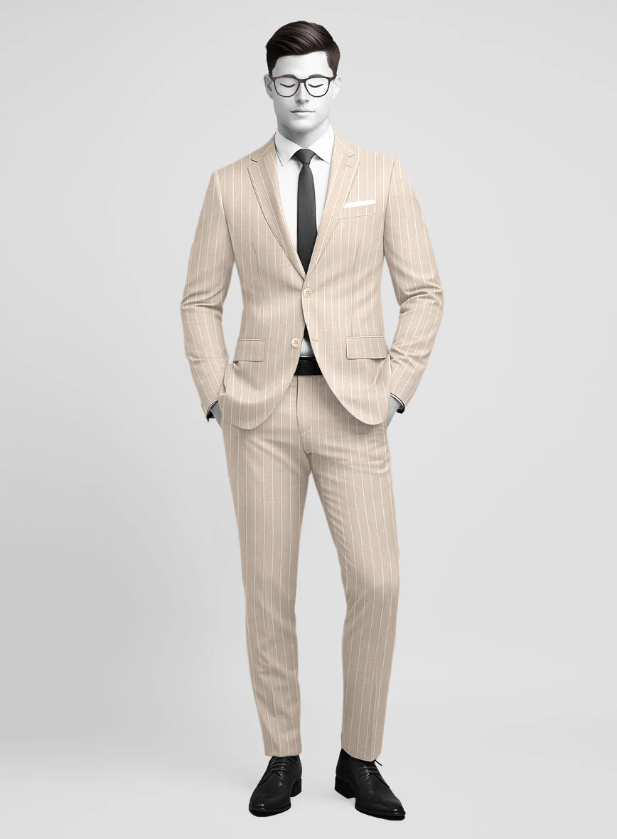 Napolean Como Bar Beige Wool Suit
