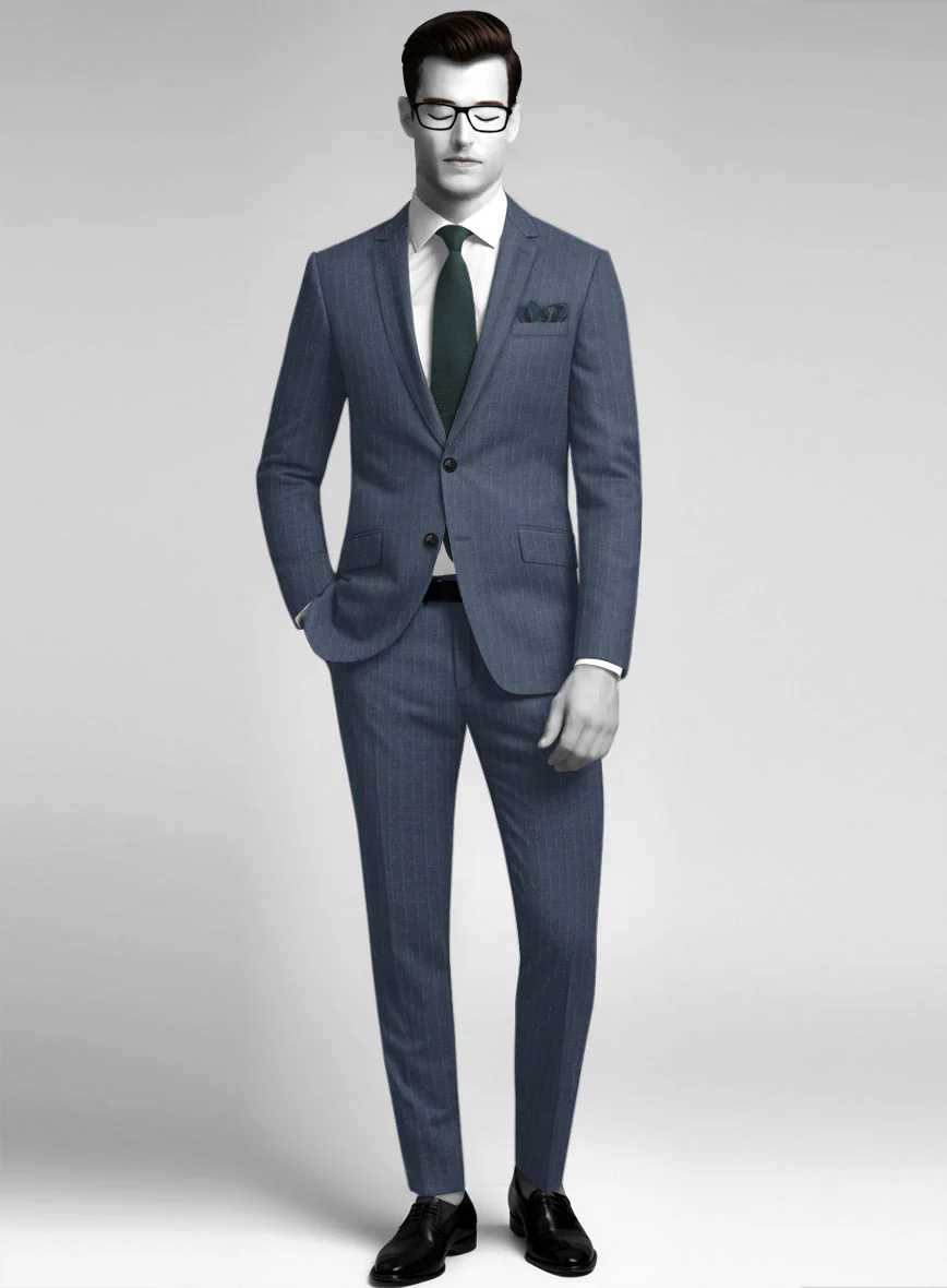 Napolean Como Bar Blue Wool Suit