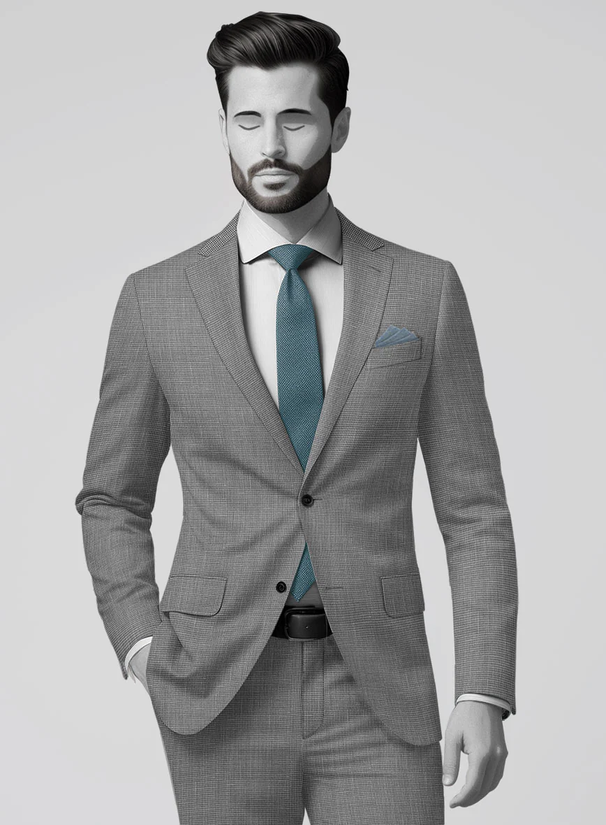 Napolean Costa Mini Houndstooth Gray Wool Suit - Image 3