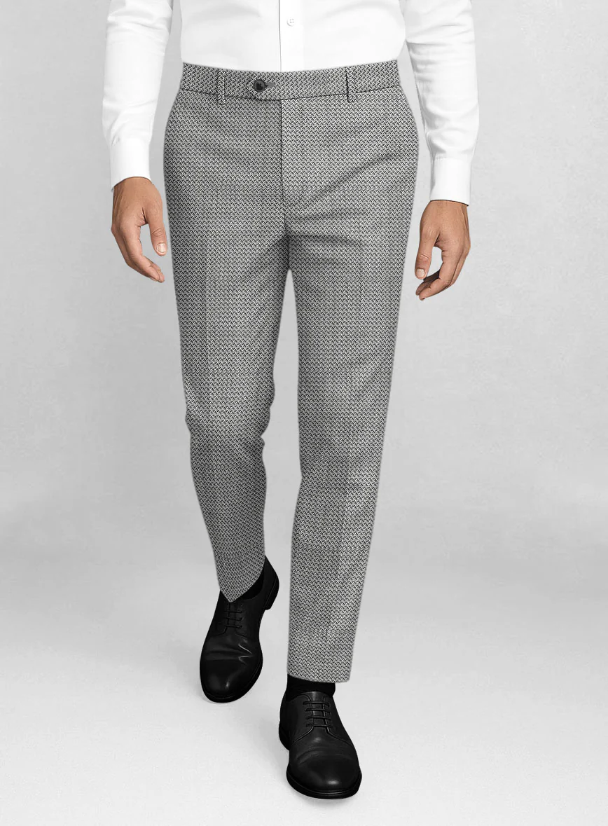 Napolean Dalmoro Chevron Weave Black And White Wool Pants