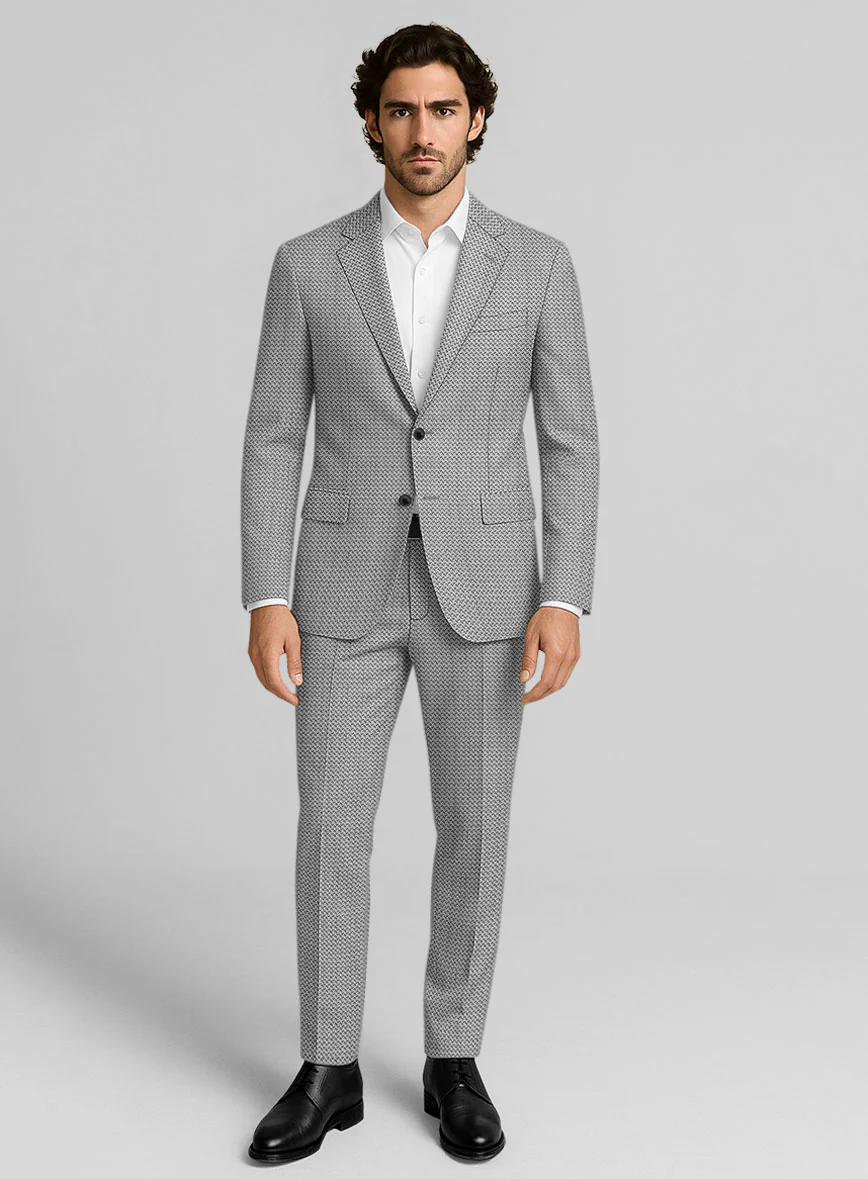 Napolean Dalmoro Chevron Weave Black And White Wool Suit - Image 6