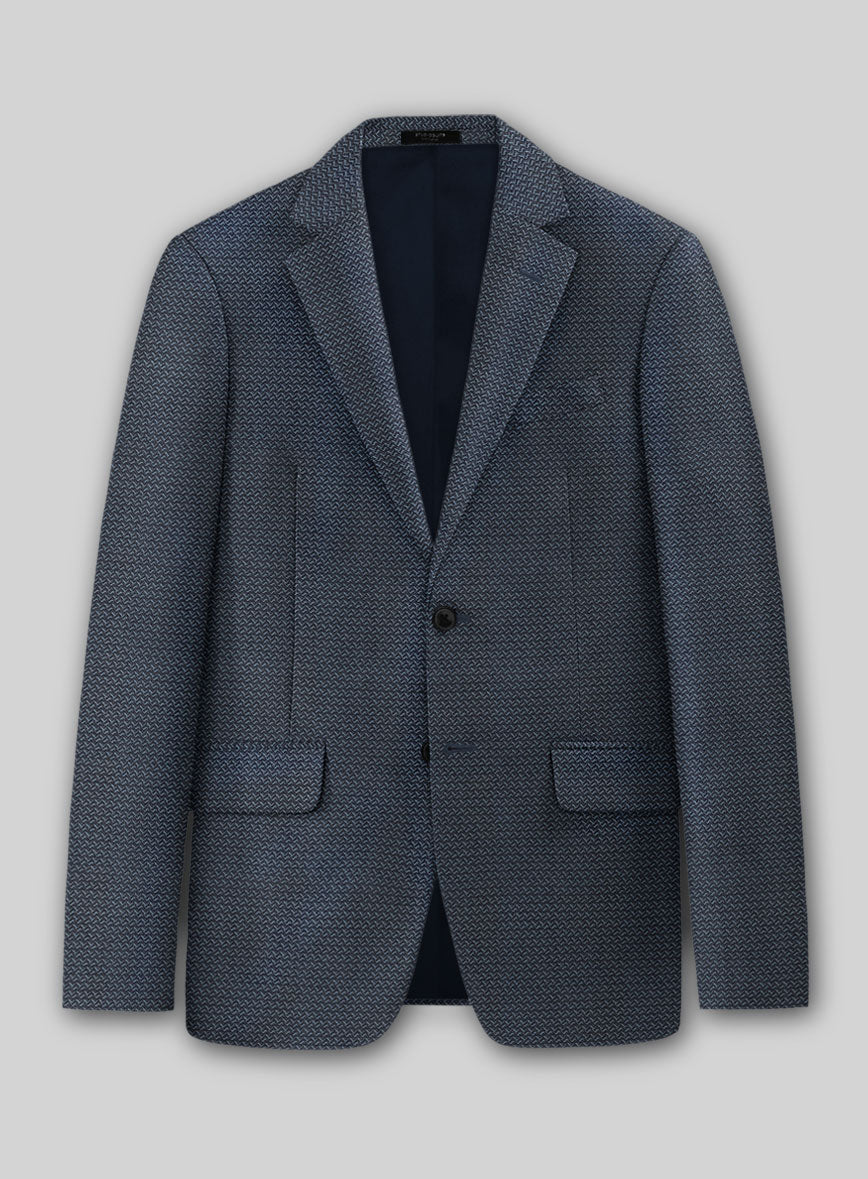 Napolean Dalmoro Chevron Weave Blue Wool Suit - Image 2