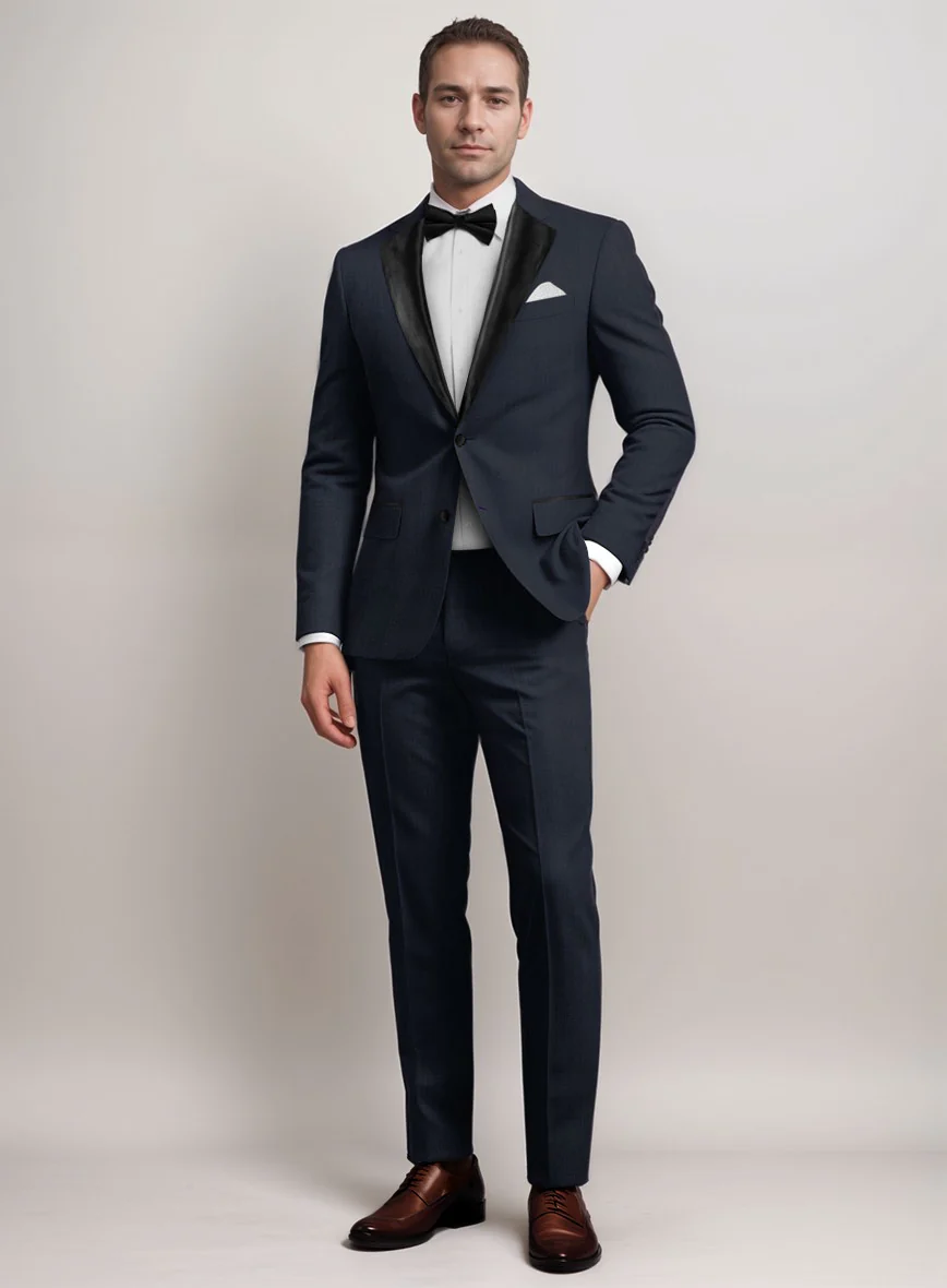 Napolean Dark Blue Wool Tuxedo Suit