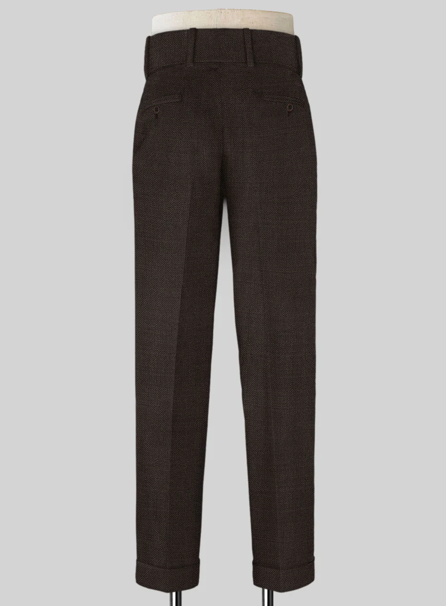 Napolean Dark Brown Double Gurkha Wool Trousers - Image 2