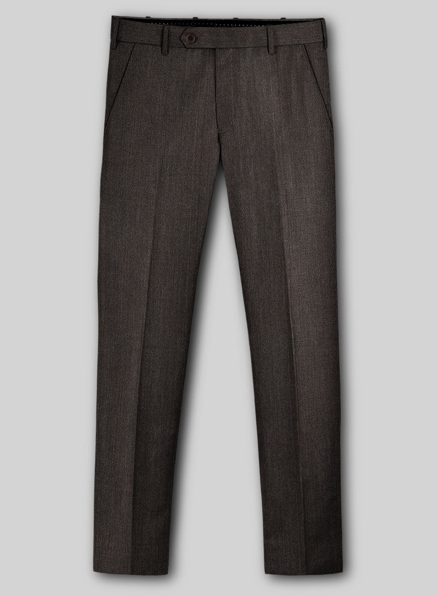 Napolean Dark Brown Herringbone Wool Suit - Image 4