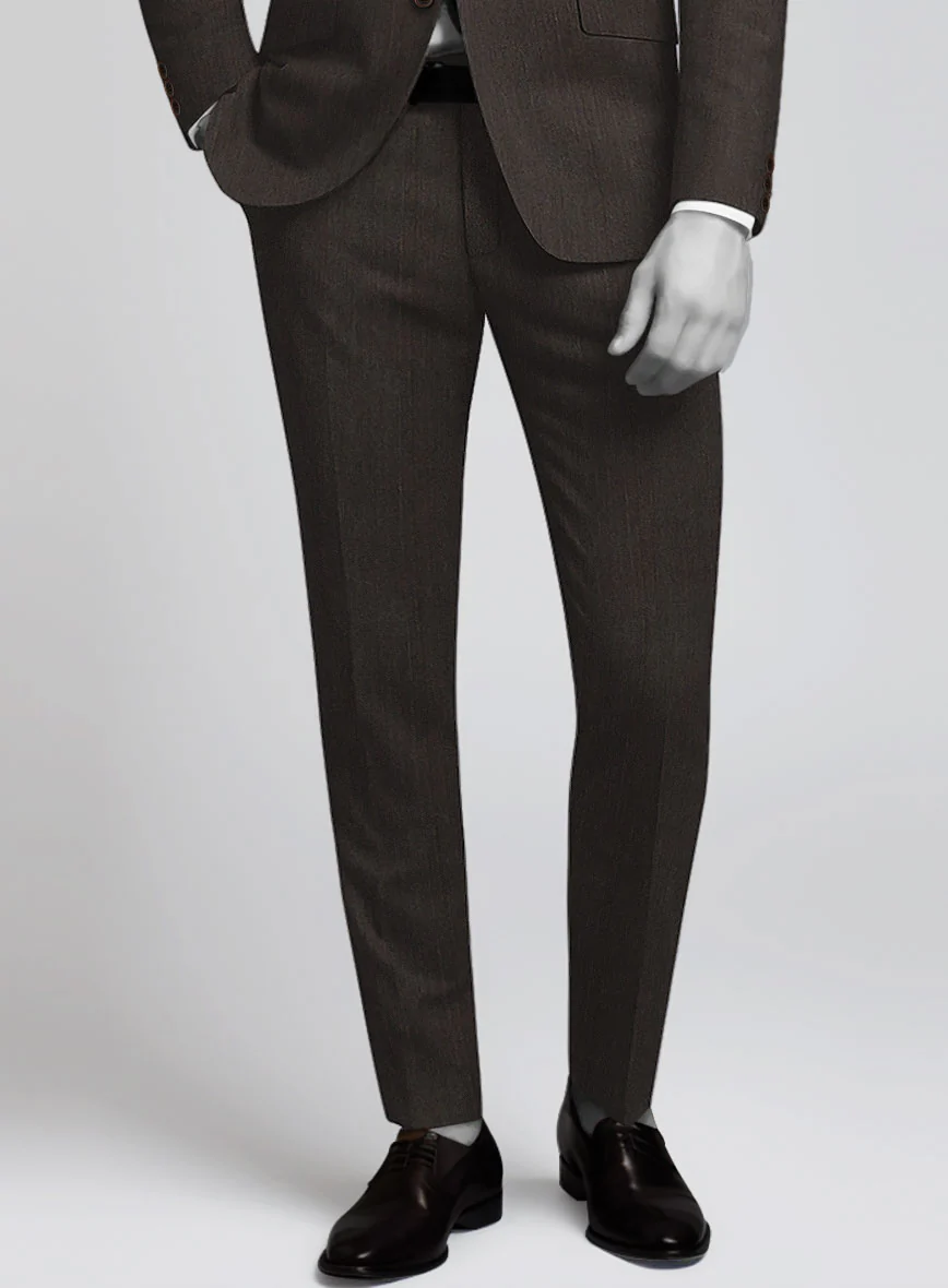 Napolean Dark Brown Herringbone Wool Suit - Image 5
