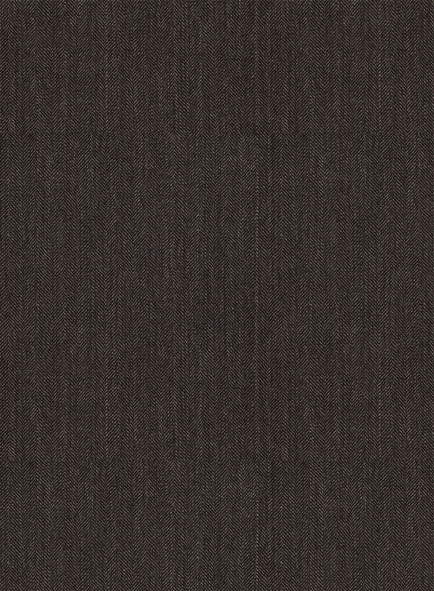 Napolean Dark Brown Herringbone Wool Suit - Image 6