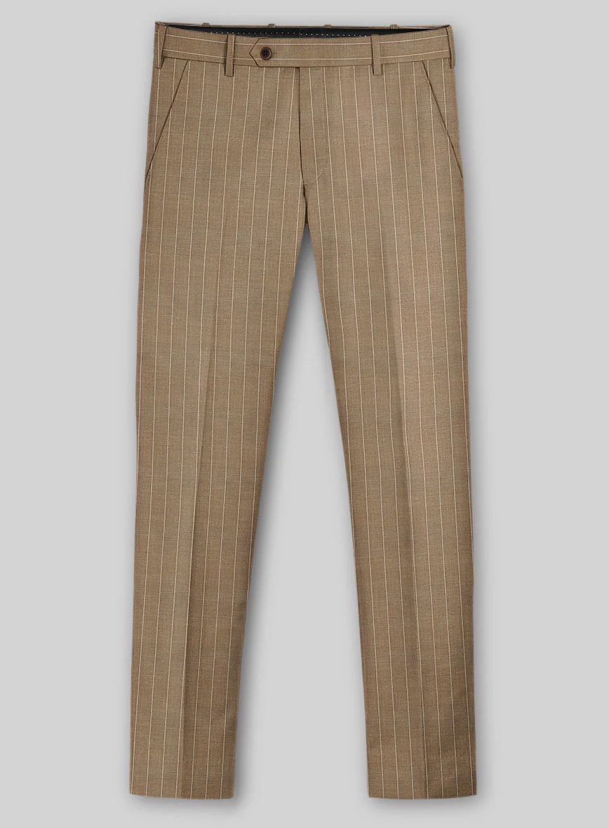 Napolean Derossi Stripe Beige Wool Pants - Image 2