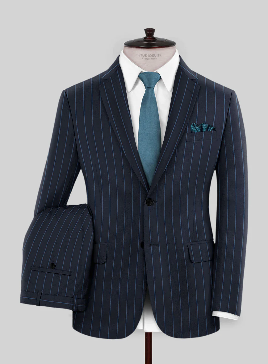 Napolean Eloyi Stripe Blue Wool Suit - Image 2