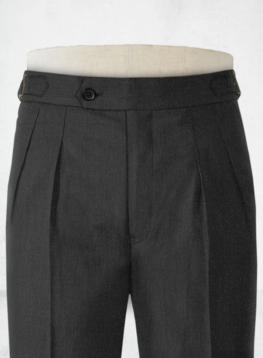 Napolean English Dark Charcoal Wool Highland Trousers - Image 2
