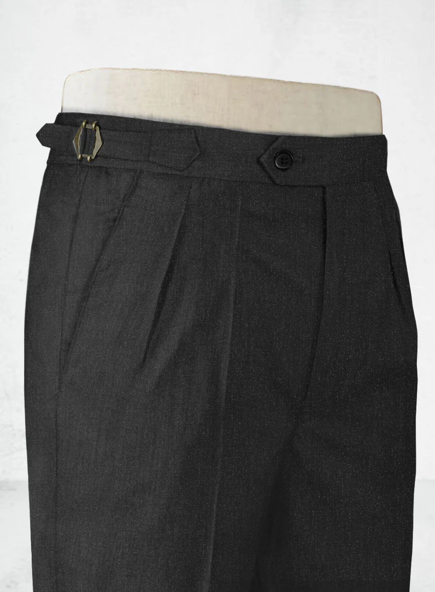 Napolean English Dark Charcoal Wool Highland Trousers - Image 4