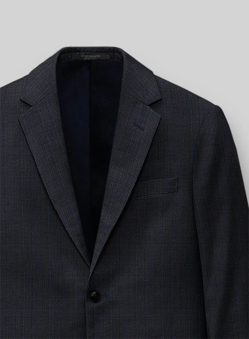 Napolean Esso Tartan Blue Wool Jacket - Image 3