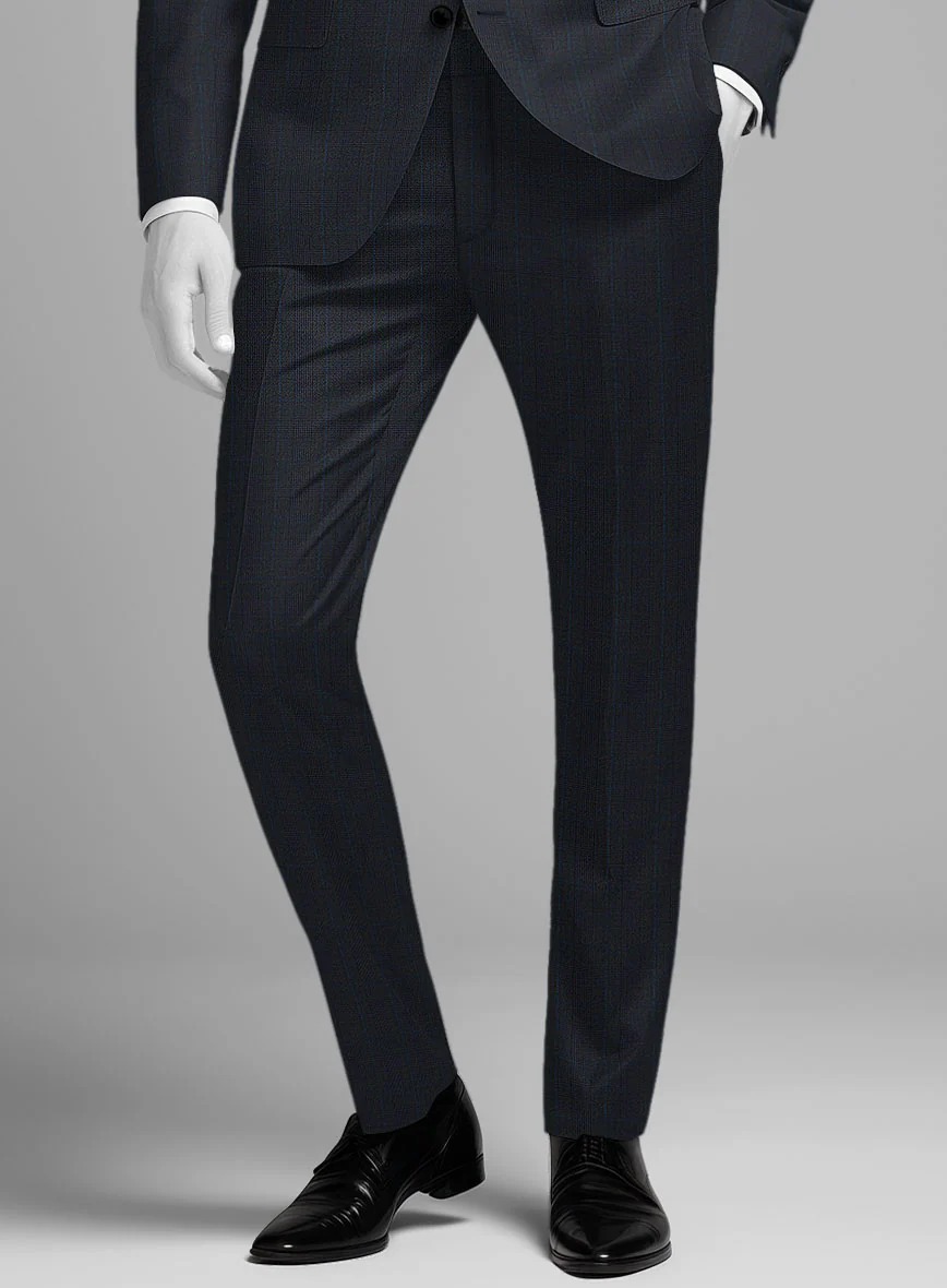 Napolean Esso Tartan Blue Wool Pants - Image 2