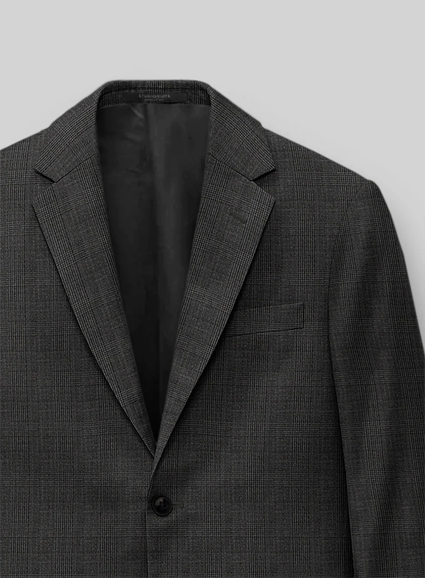 Napolean Esso Tartan Charcoal Wool Suit - Image 5