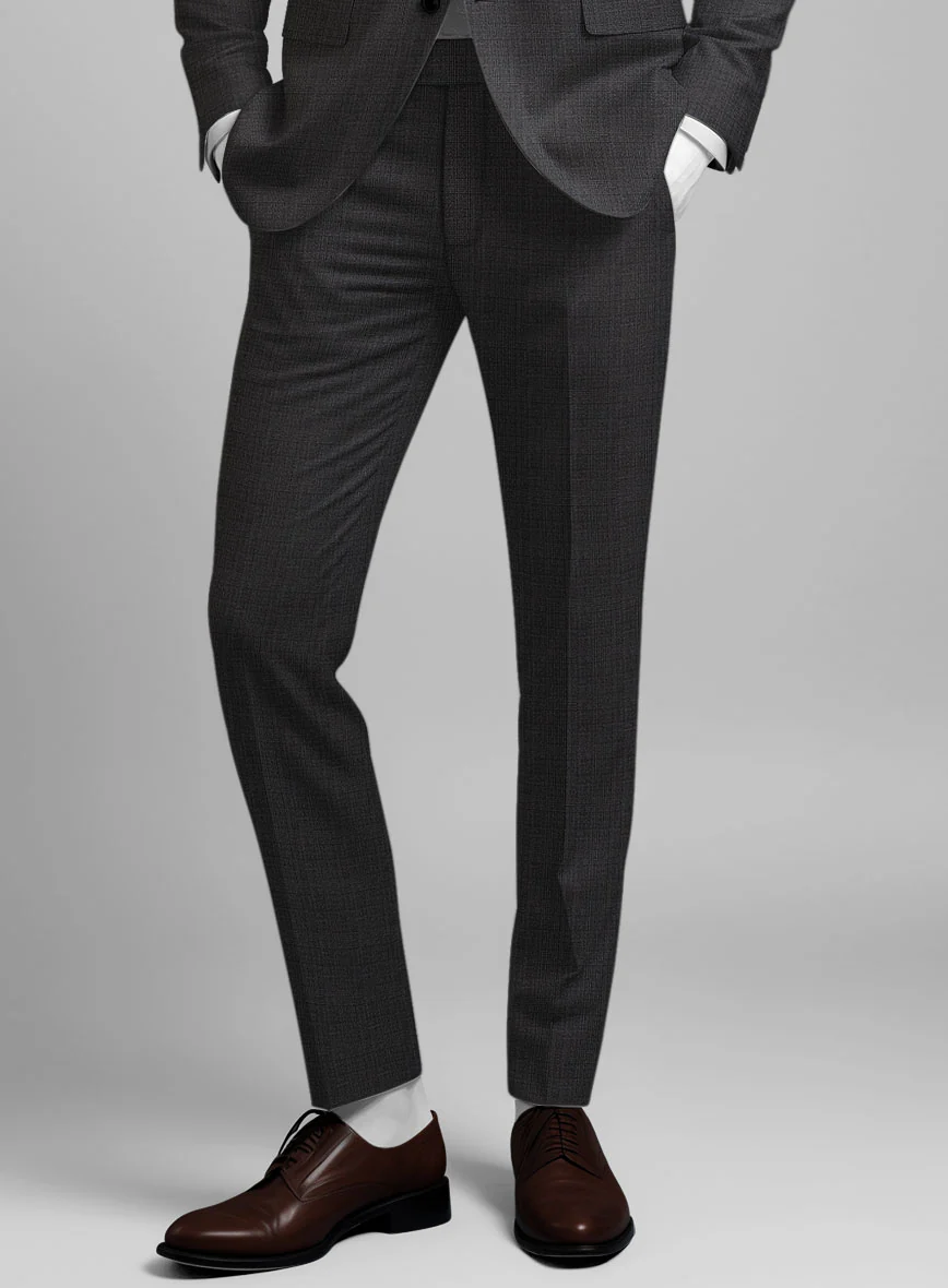 Napolean Esso Tartan Charcoal Wool Suit - Image 6