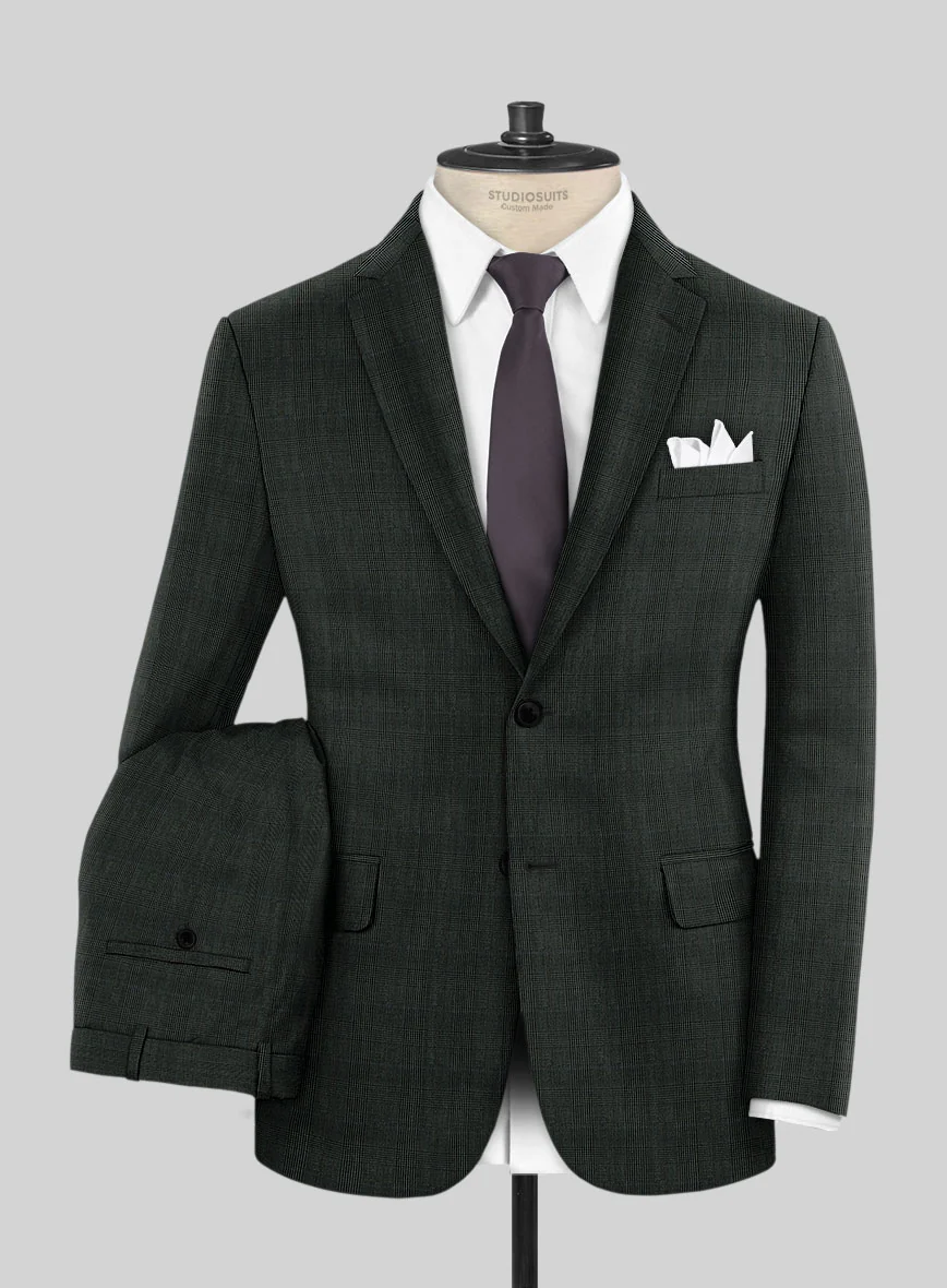 Napolean Esso Tartan Olive Wool Suit - Image 2