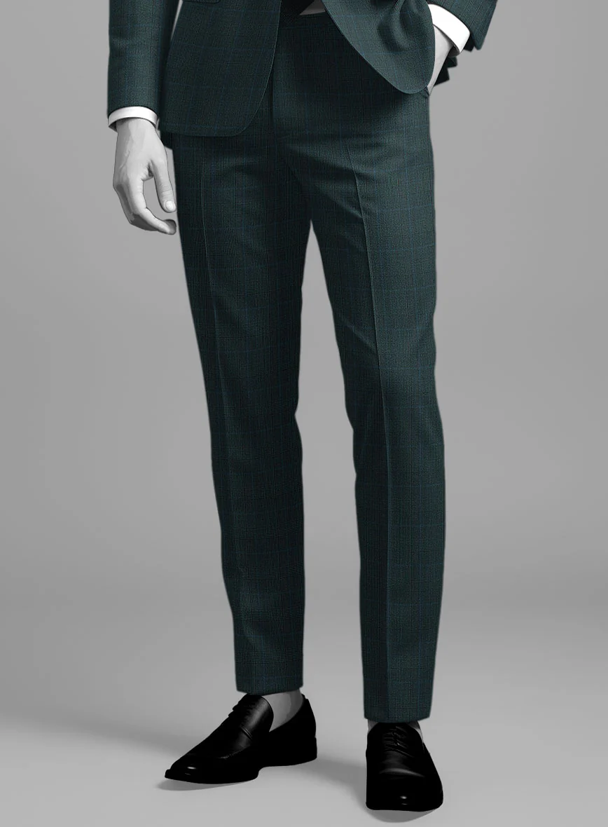 Napolean Esso Tartan Teal Blue Wool Suit - Image 6