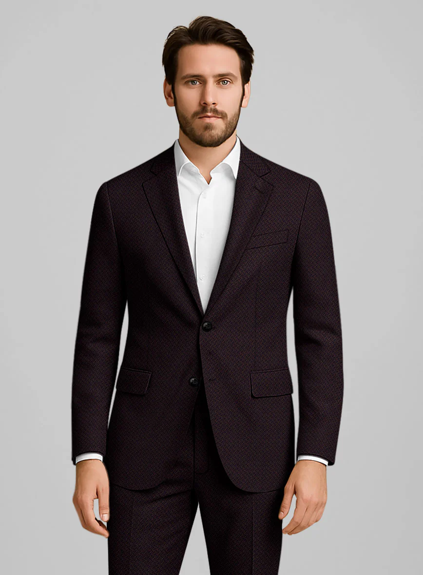 Napolean Faliero Diamond Weave Wine Wool Jacket - Image 2