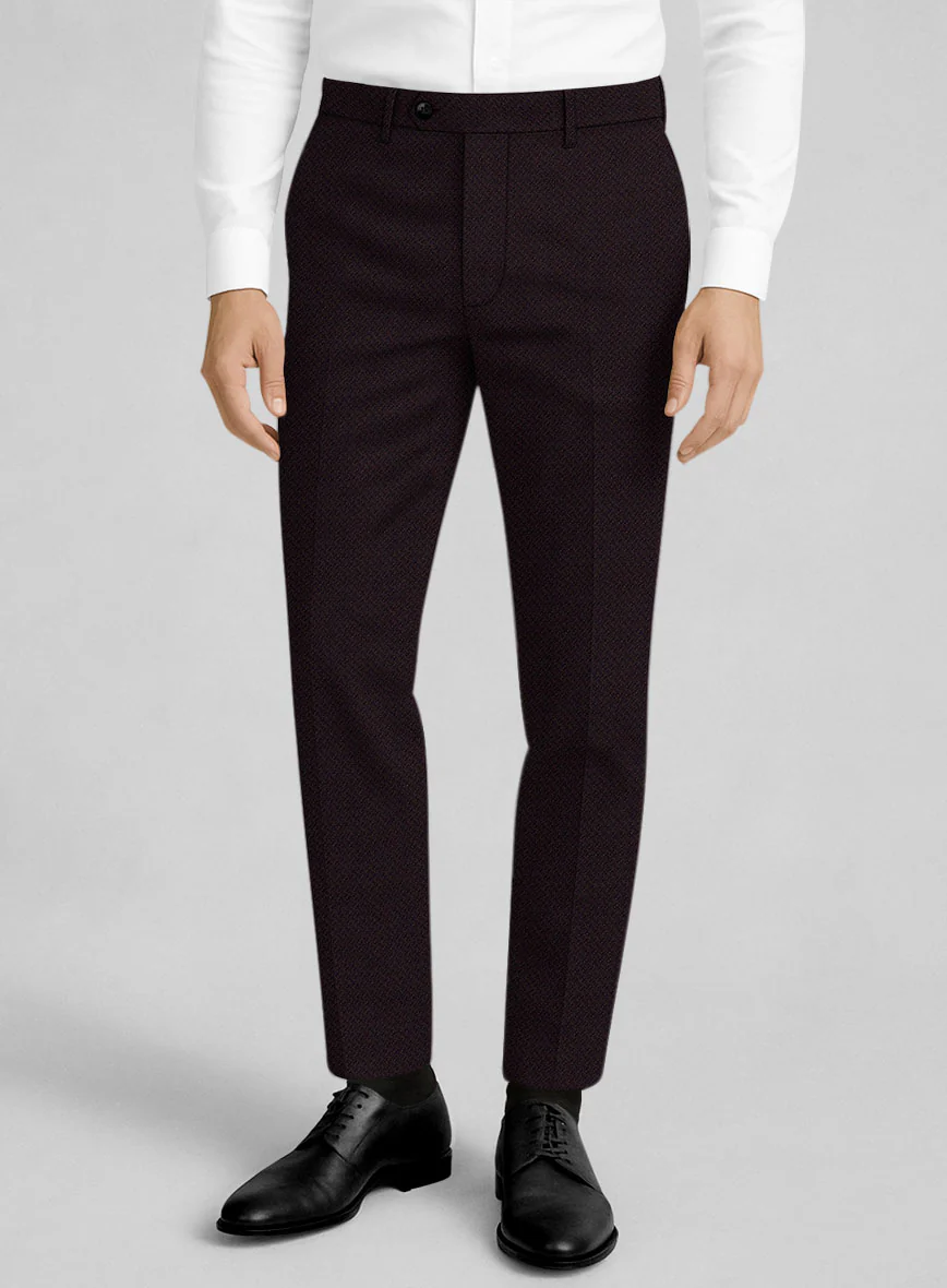 Napolean Faliero Diamond Weave Wine Wool Pants