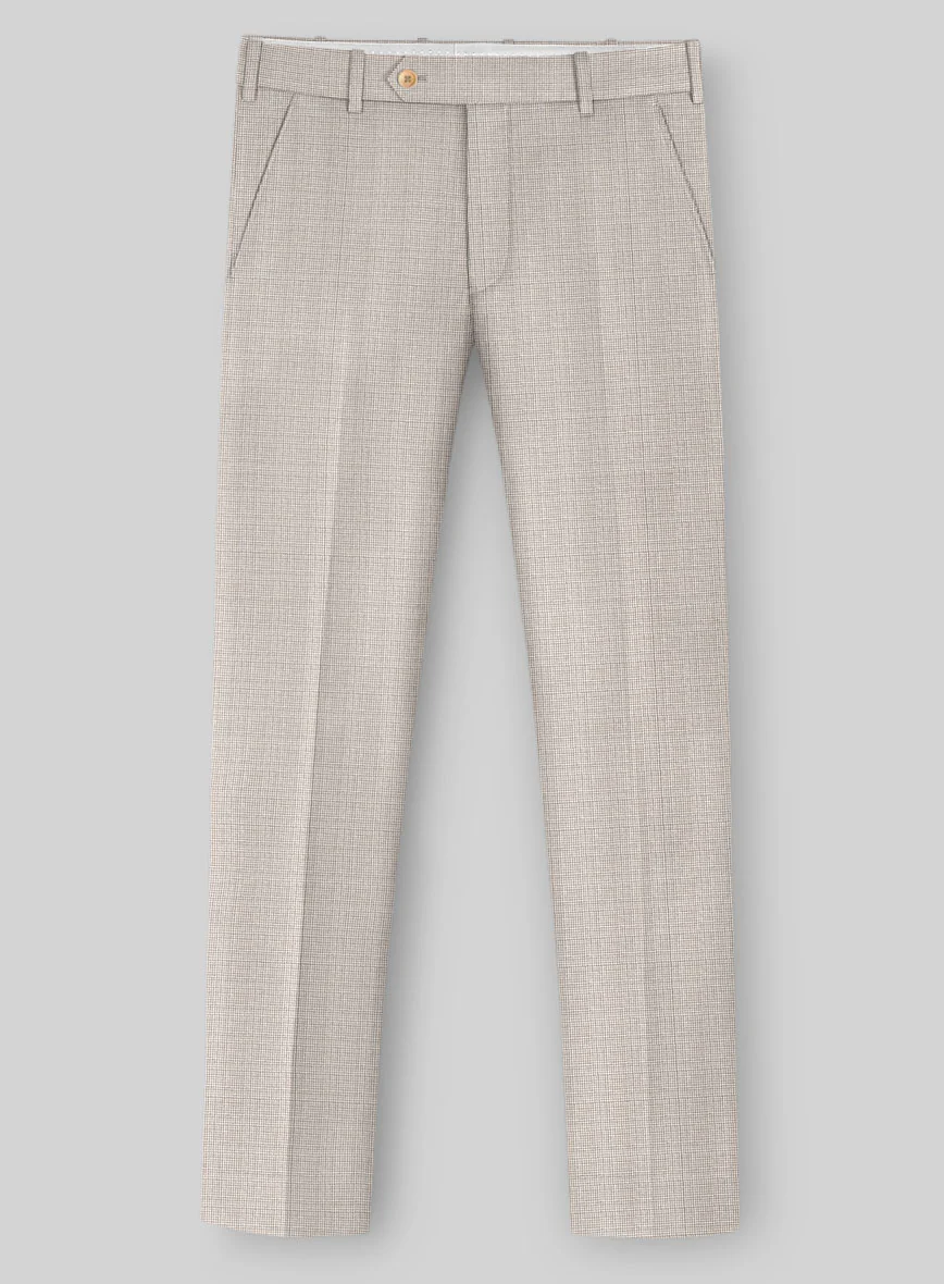 Napolean Fioran Microcheck Beige Wool Pants - Image 2