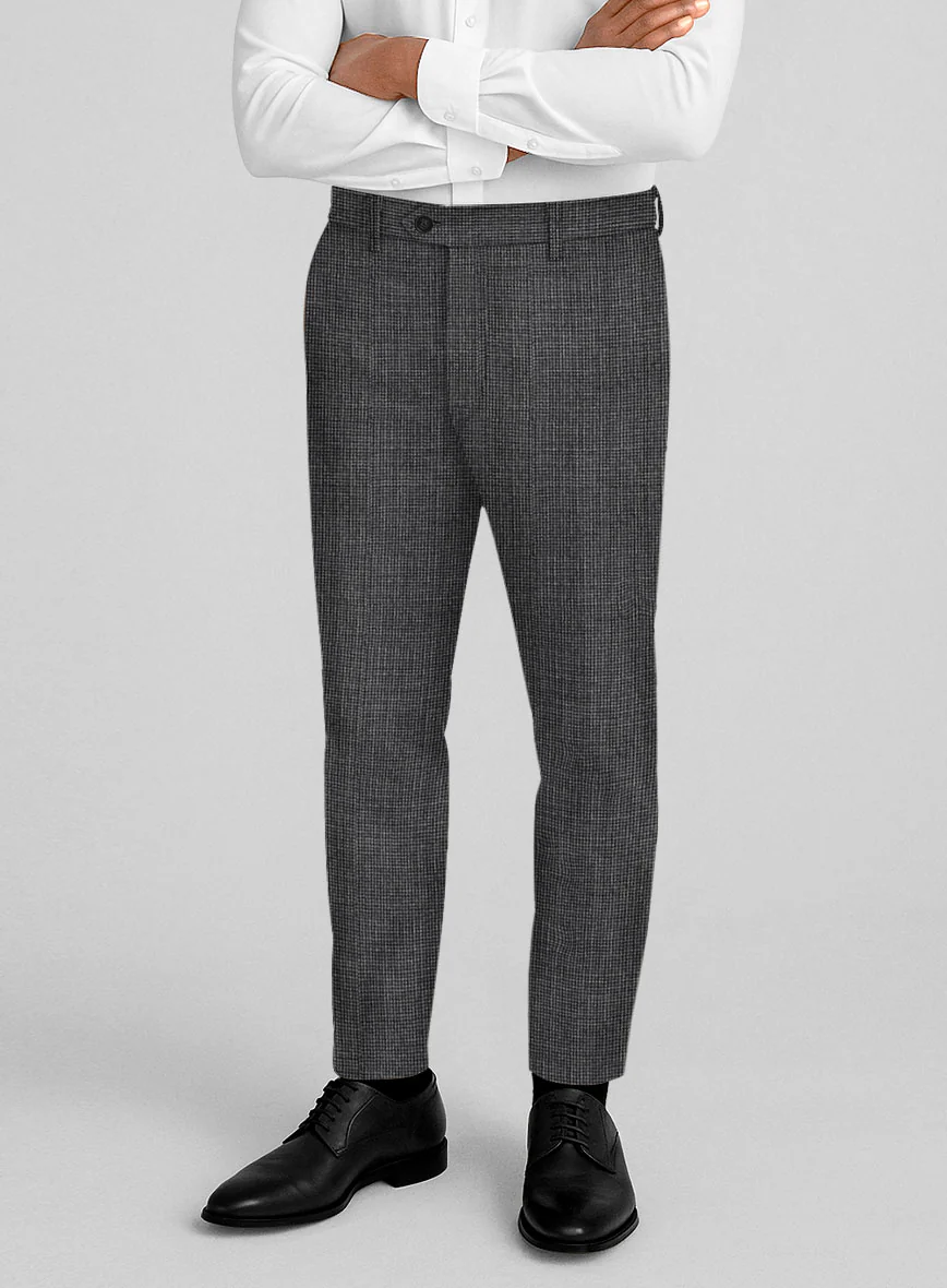 Napolean Fioran Microcheck Iron Gray Wool Pants