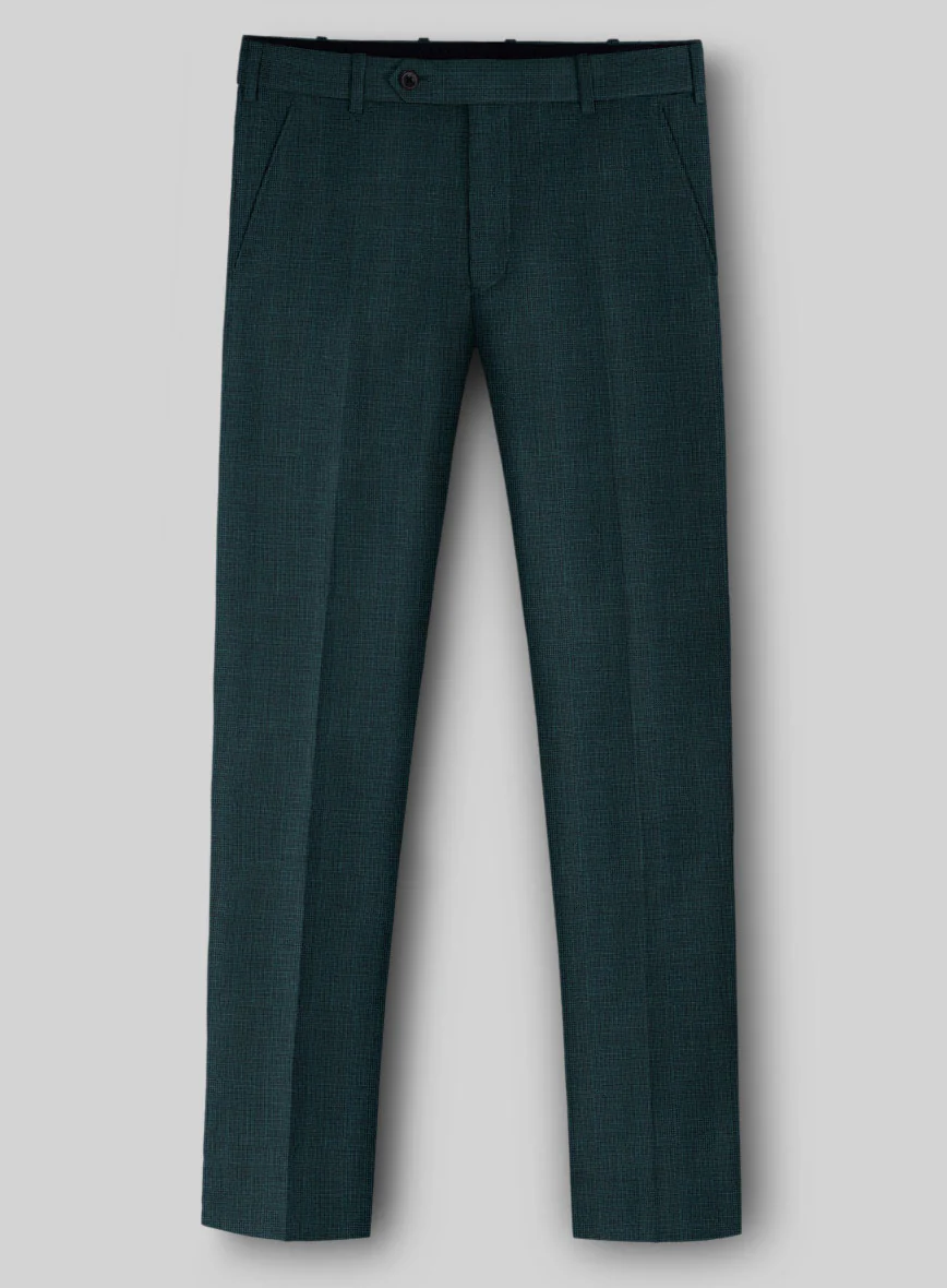 Napolean Fioran Teal Blue Microcheck Wool Pants - Image 2
