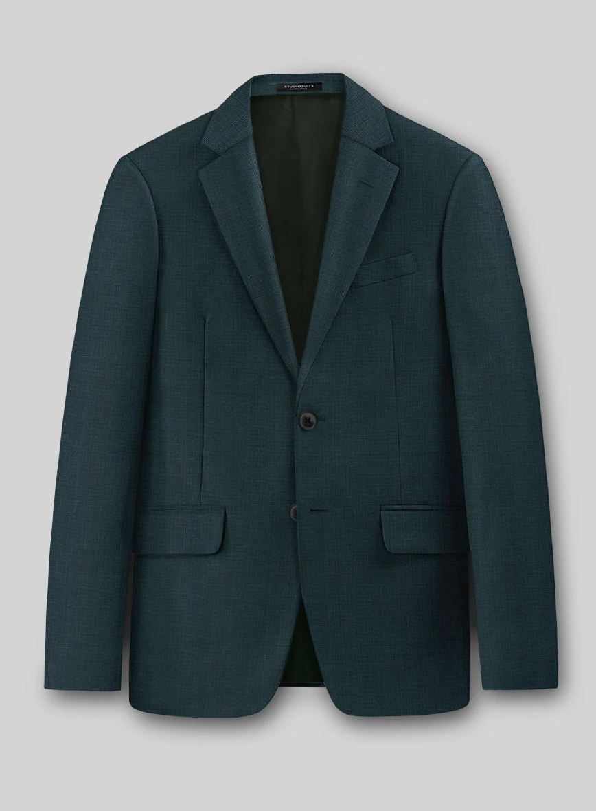 Napolean Fioran Teal Blue Microcheck Wool Suit - Image 2