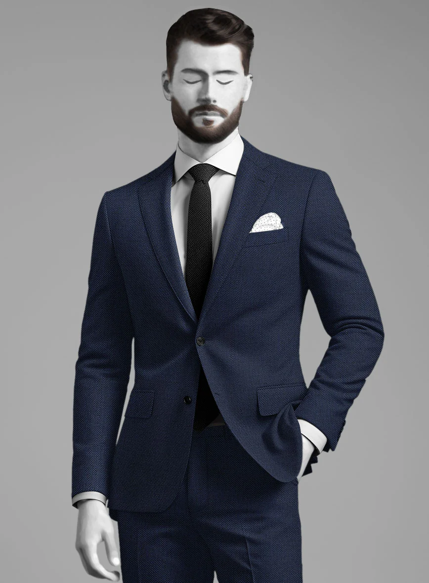 Napolean Ford Blue Birdseye Wool Suit - Image 4