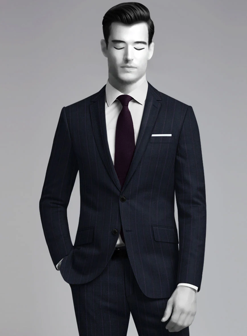 Napolean Gavino Stripe Blue Wool Suit - Image 4