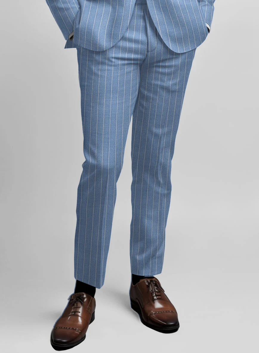 Napolean Gavino Stripe Light Blue Wool Pants - Image 2