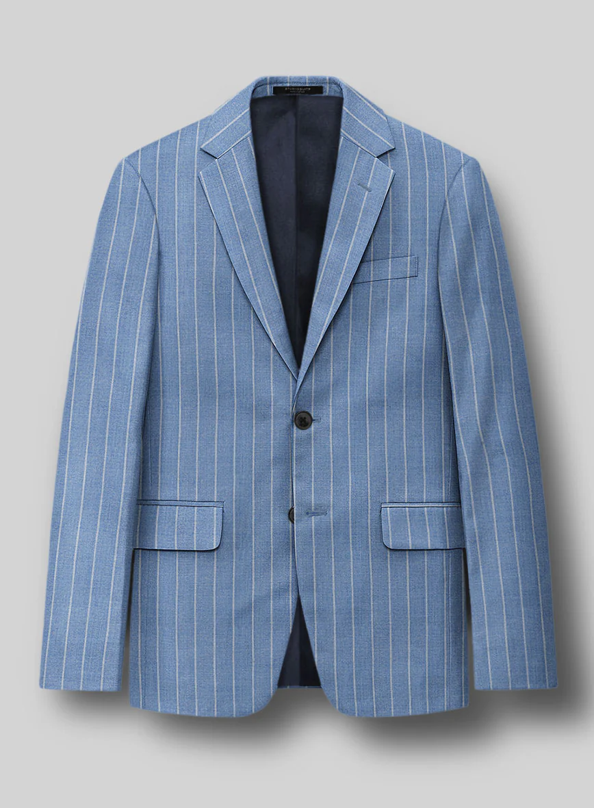 Napolean Gavino Stripe Light Blue Wool Suit - Image 4
