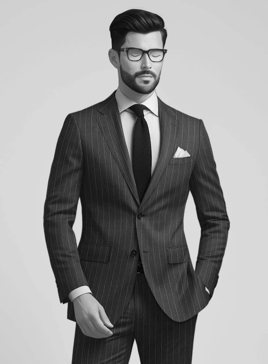 Napolean Genova Stripe Charcoal Wool Jacket - Image 2