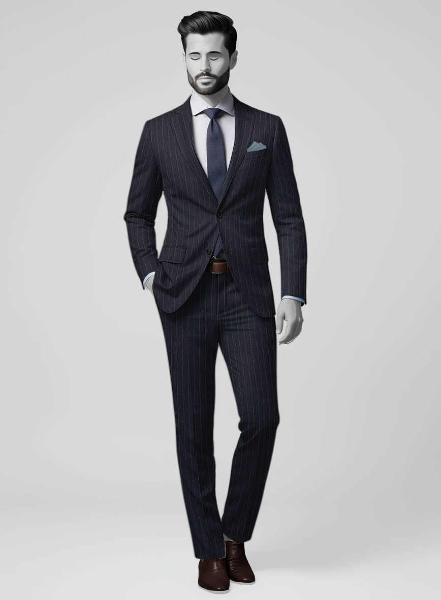Napolean Genova Stripe Dark Blue Wool Suit