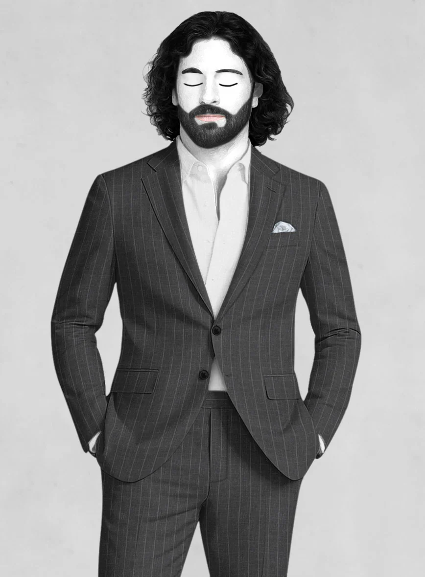 Napolean Genova Stripe Dark Gray Wool Jacket - Image 2