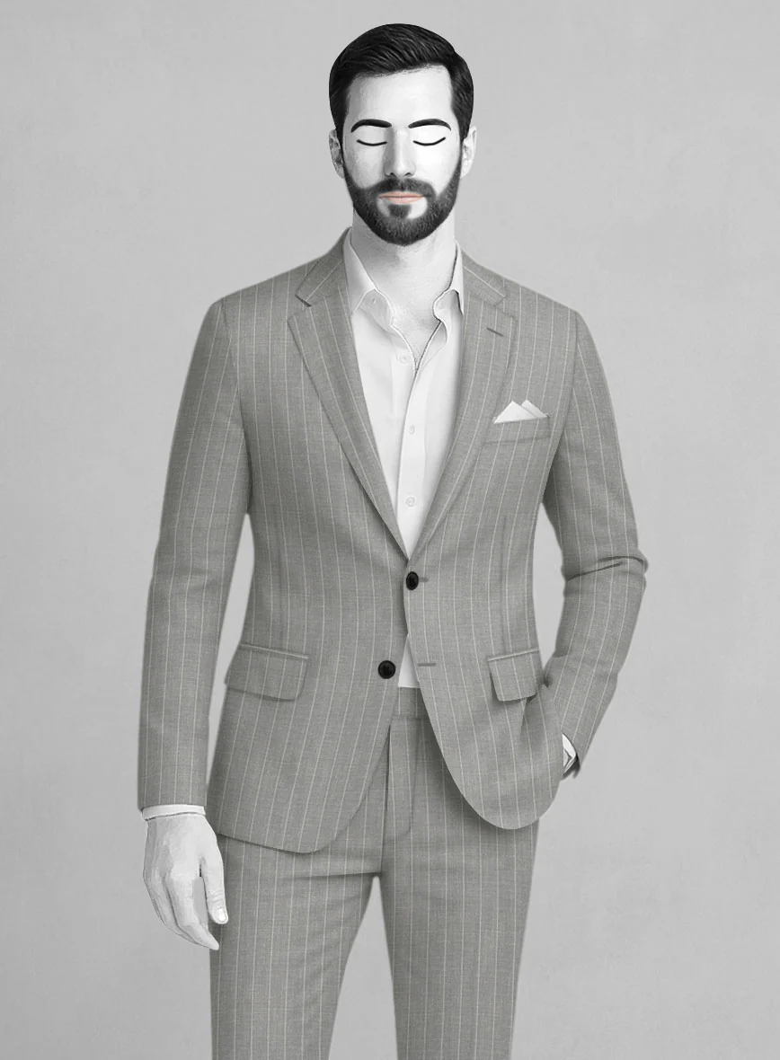 Napolean Genova Stripe Gray Wool Suit - Image 3