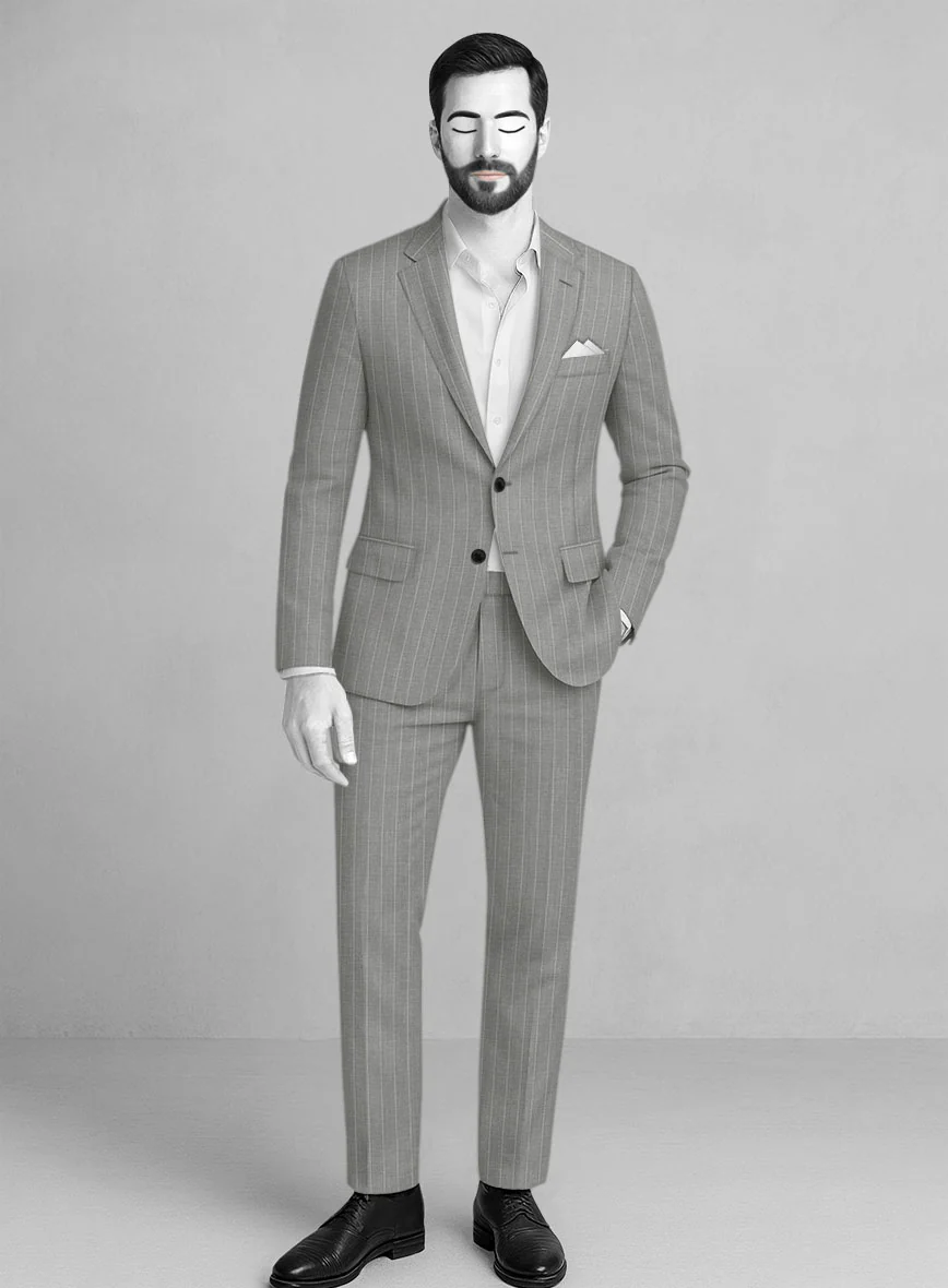 Napolean Genova Stripe Gray Wool Suit
