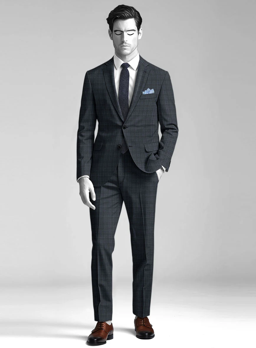 Napolean Gisde Glen Blue Wool Suit