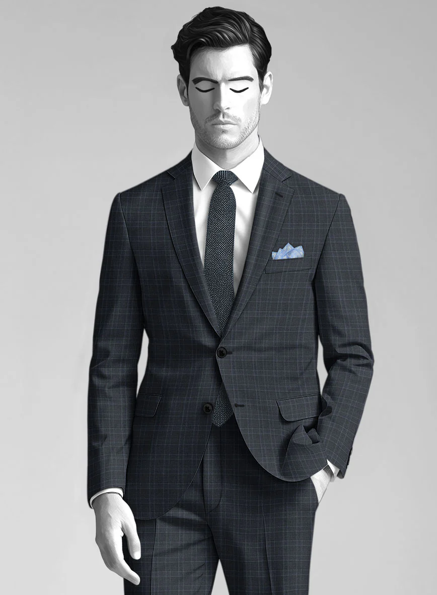 Napolean Gisde Glen Blue Wool Suit - Image 5